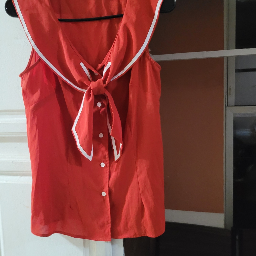 Red Sleeveless Bow-Tie Tank Top